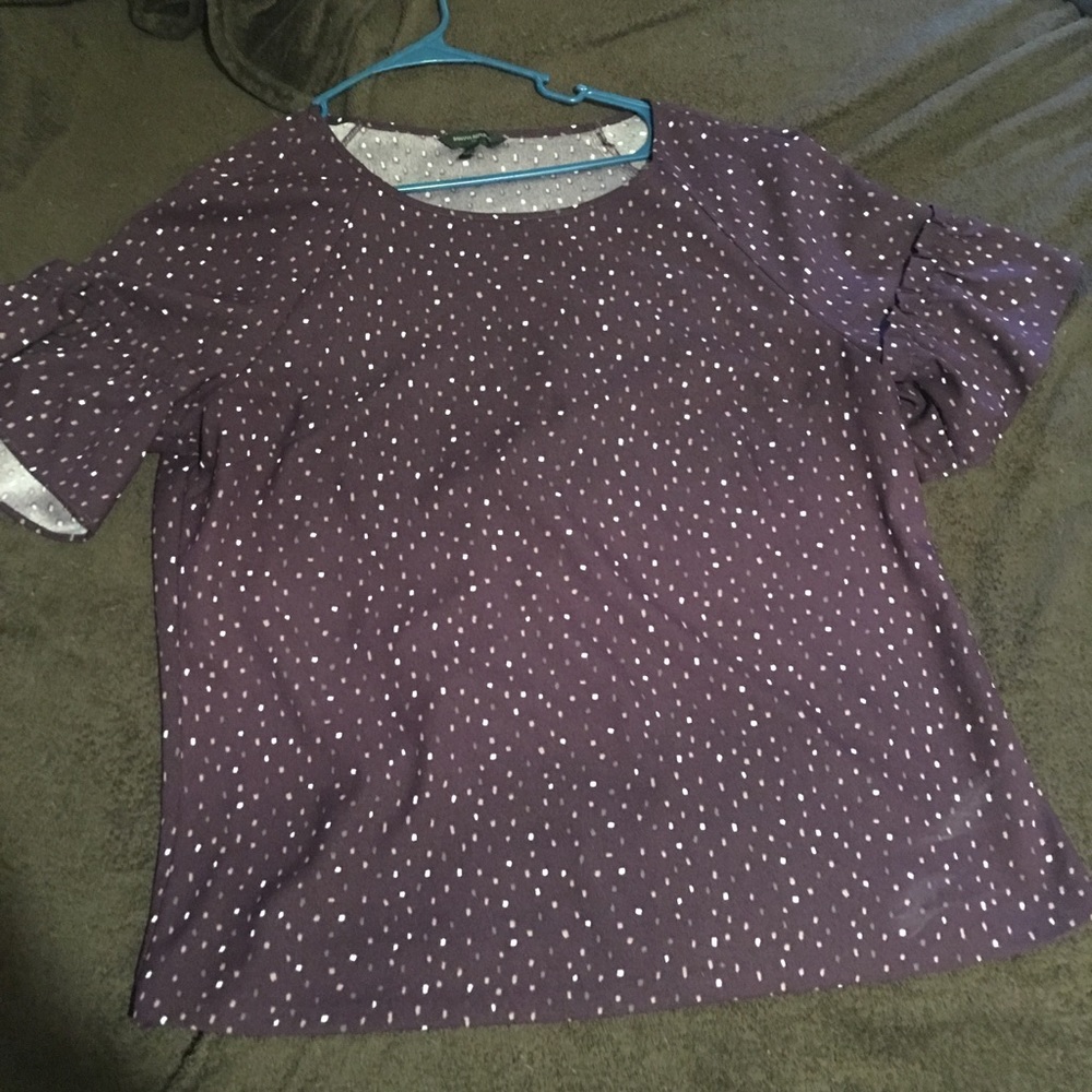 Banana Republic - purple with white polka dot top